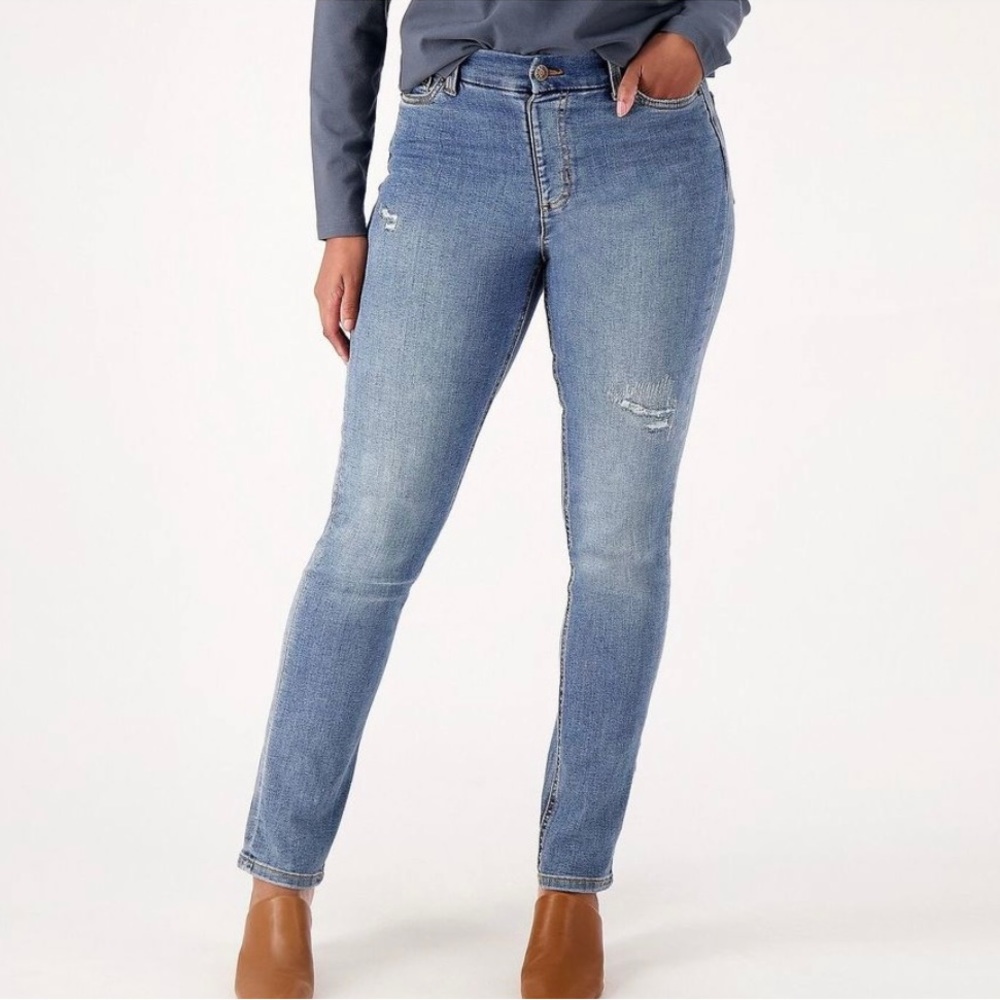 Denim & Co. medium wash./antique, indigo wash jeans  Size 12 P